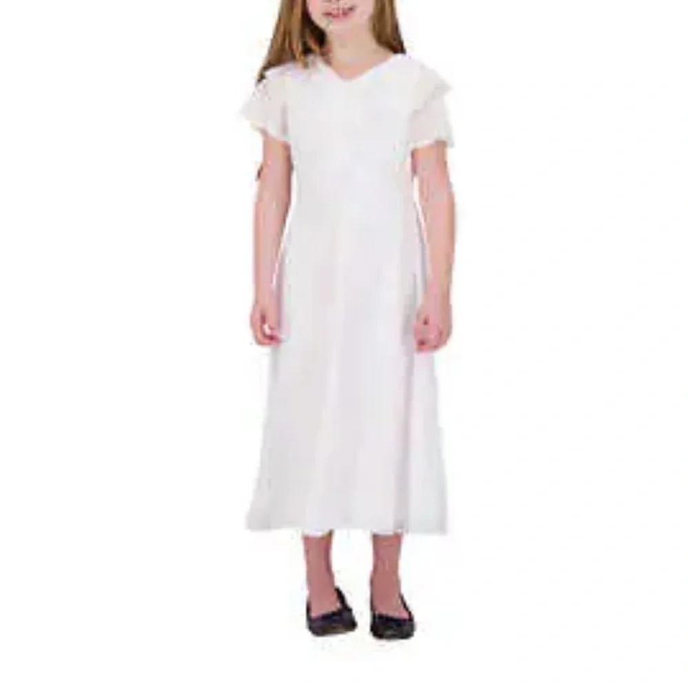 Blush by US Angels white chiffon dress size 5/6